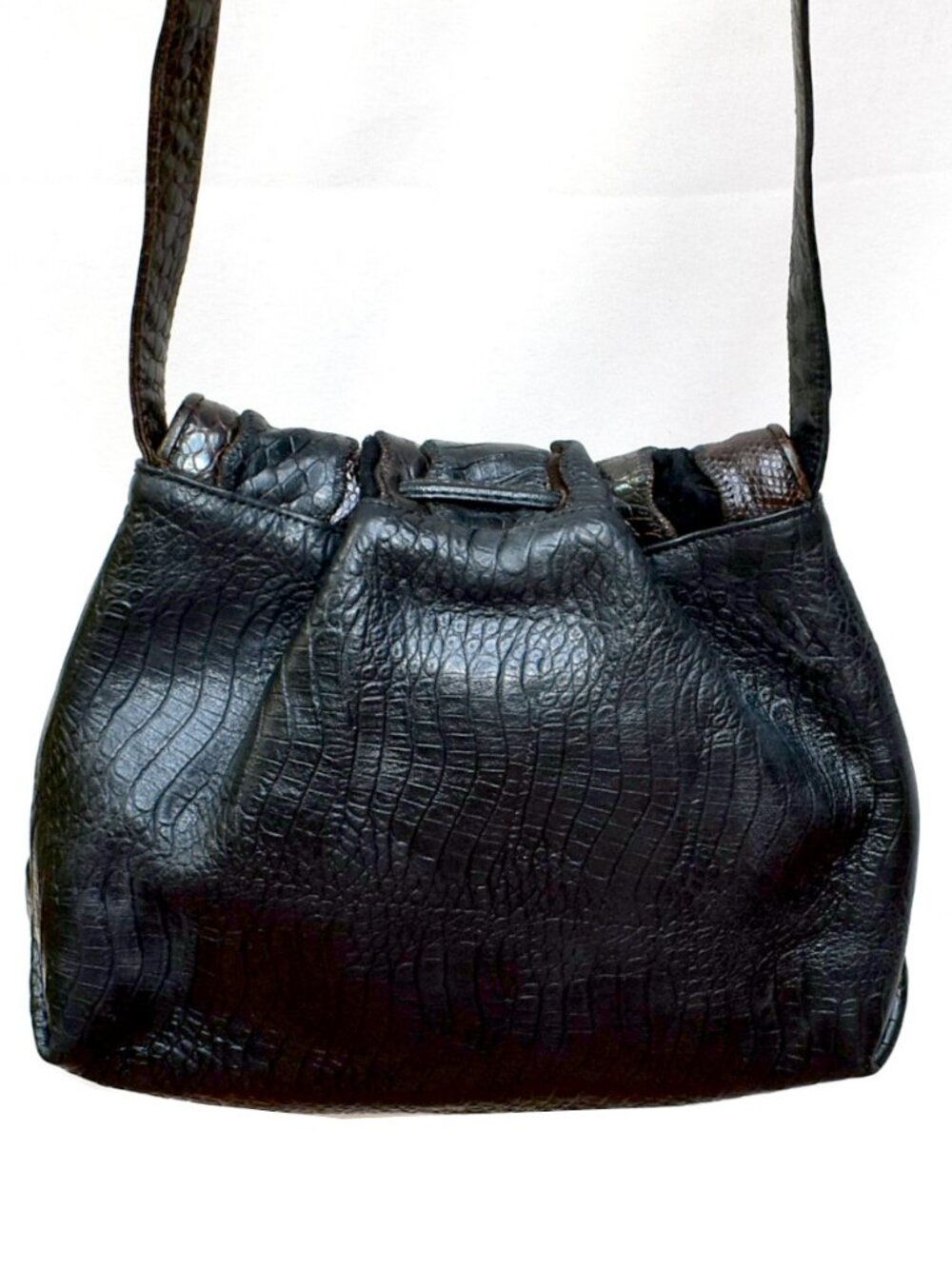 Vintage SHARIF Exotic Reptile Leather Patchwork Crossbody Bag - Picture 7 of 15